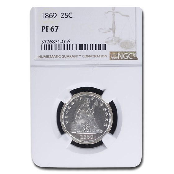 1869 Liberty Seated Quarter PF-67 NGC 1869 Liberty Seated Quarter PF-67 NGC
